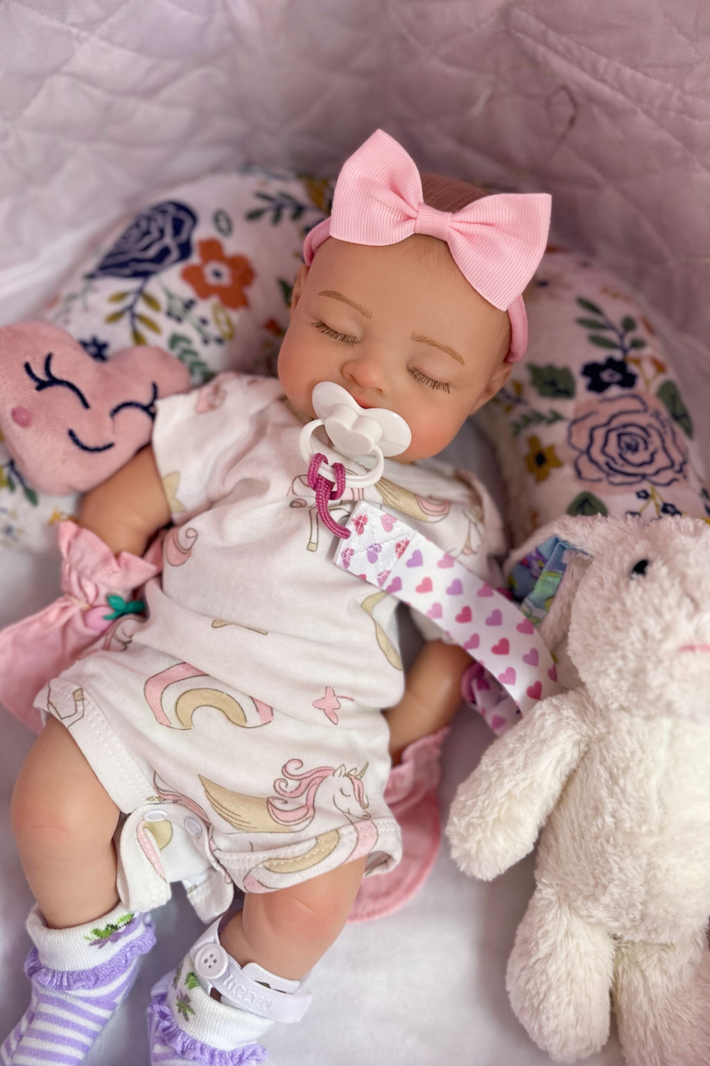 Belle 16in reborn baby Full Silicone Girl Painted Hair preemie approx 4lbs. Open mouth