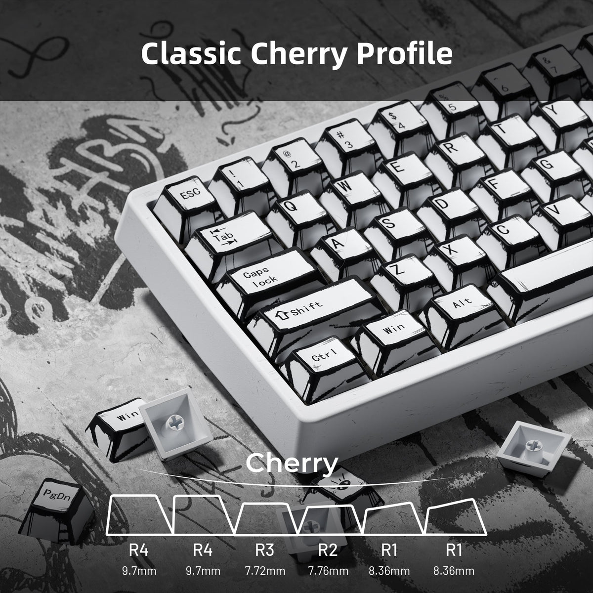 XVX Manga Graffiti Cherry Profile 134-Key Dye-Sublimation PBT Keycap Set
