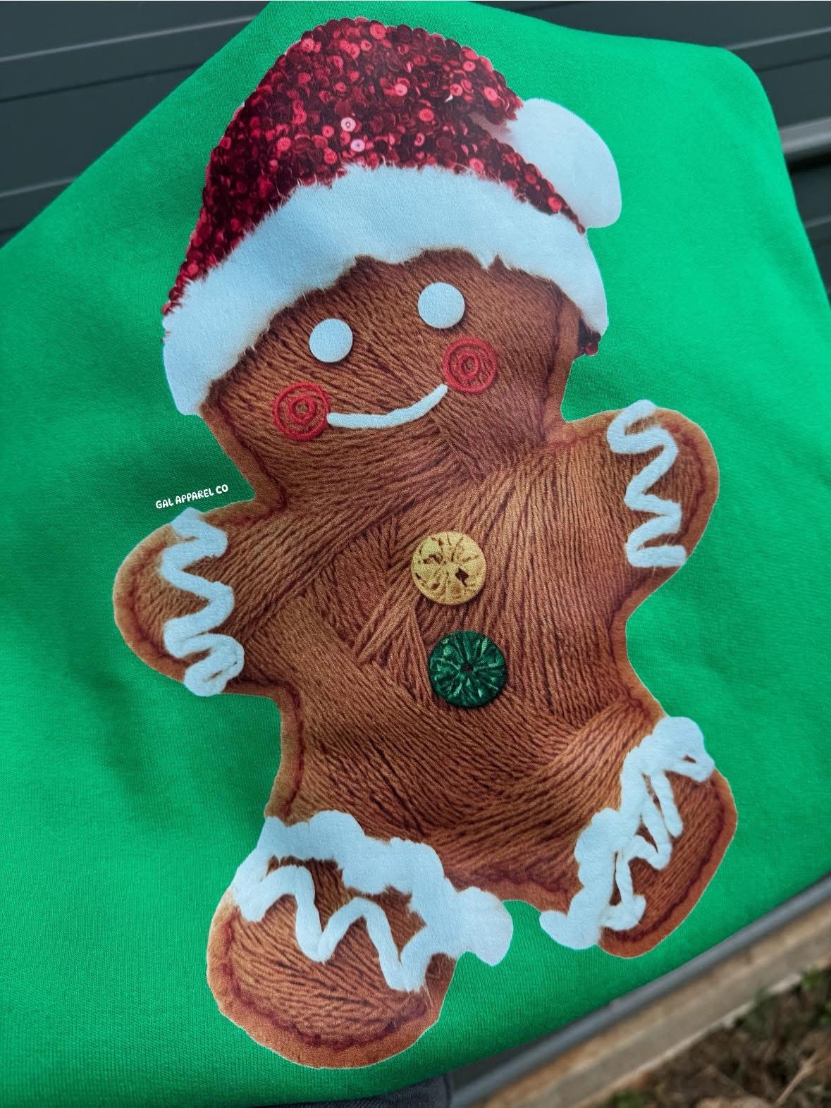 Gingerbread man faux yarn tee or sweatshirt