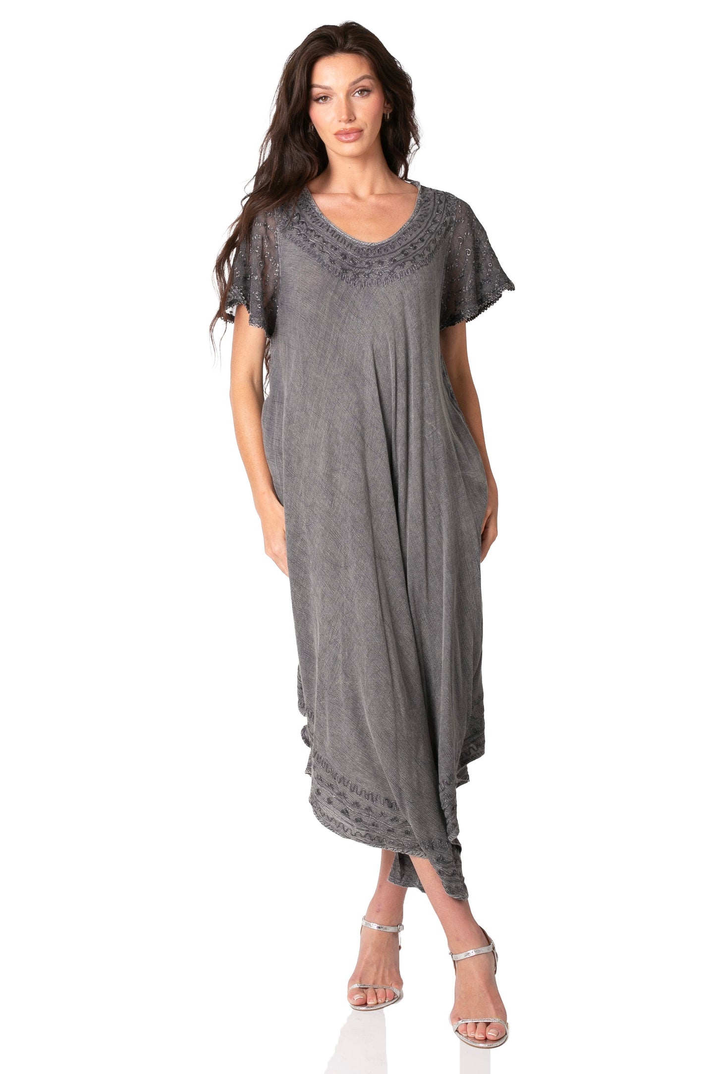 Sakkas Everyday Essentials Cap Sleeve Caftan Dress / Cover Up