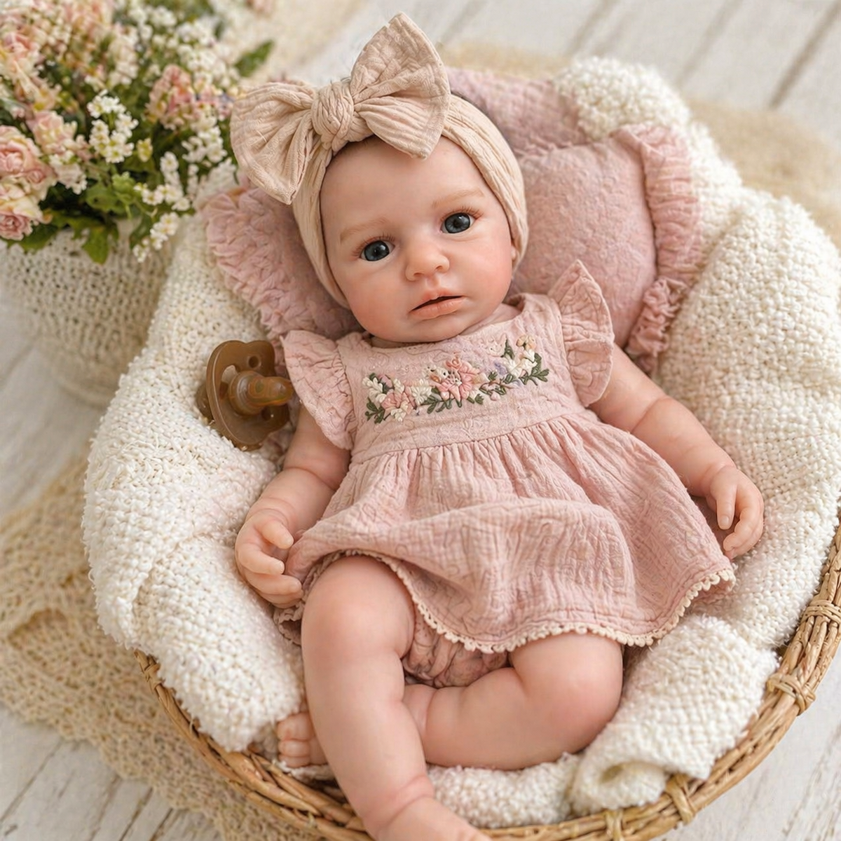 Leia 16in Full Silicone Baby Girl open mouth approx 4lbs TAT 10-15 days premium no mold lines and super soft
