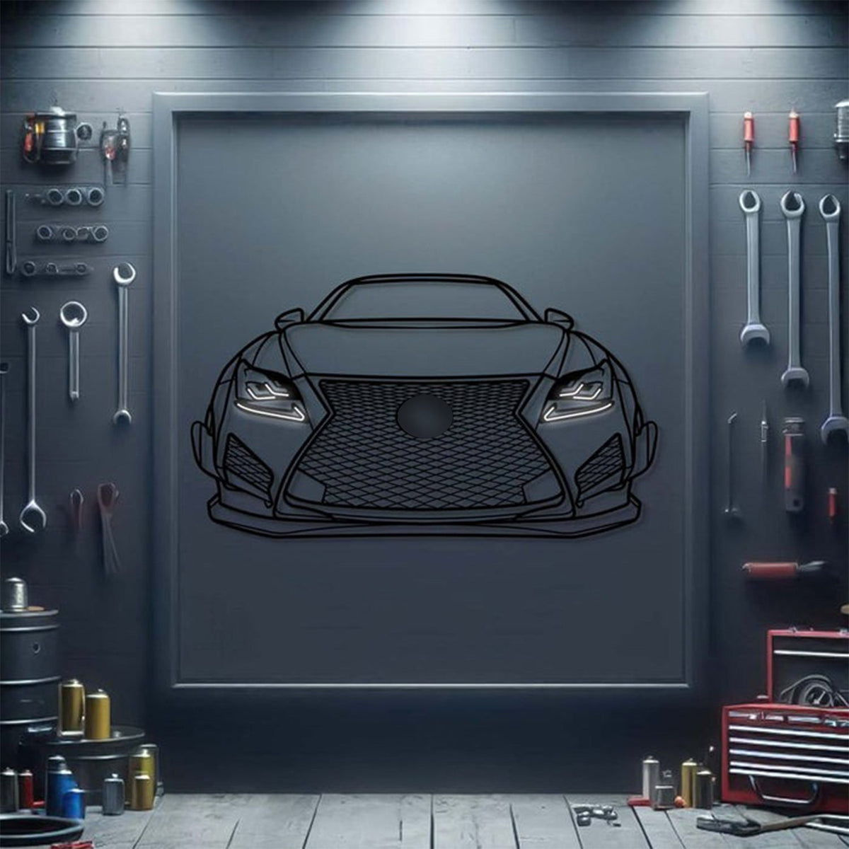 2015 RC F Rocket Bunny Front View Metal Neon Car Wall Art - MTN0173