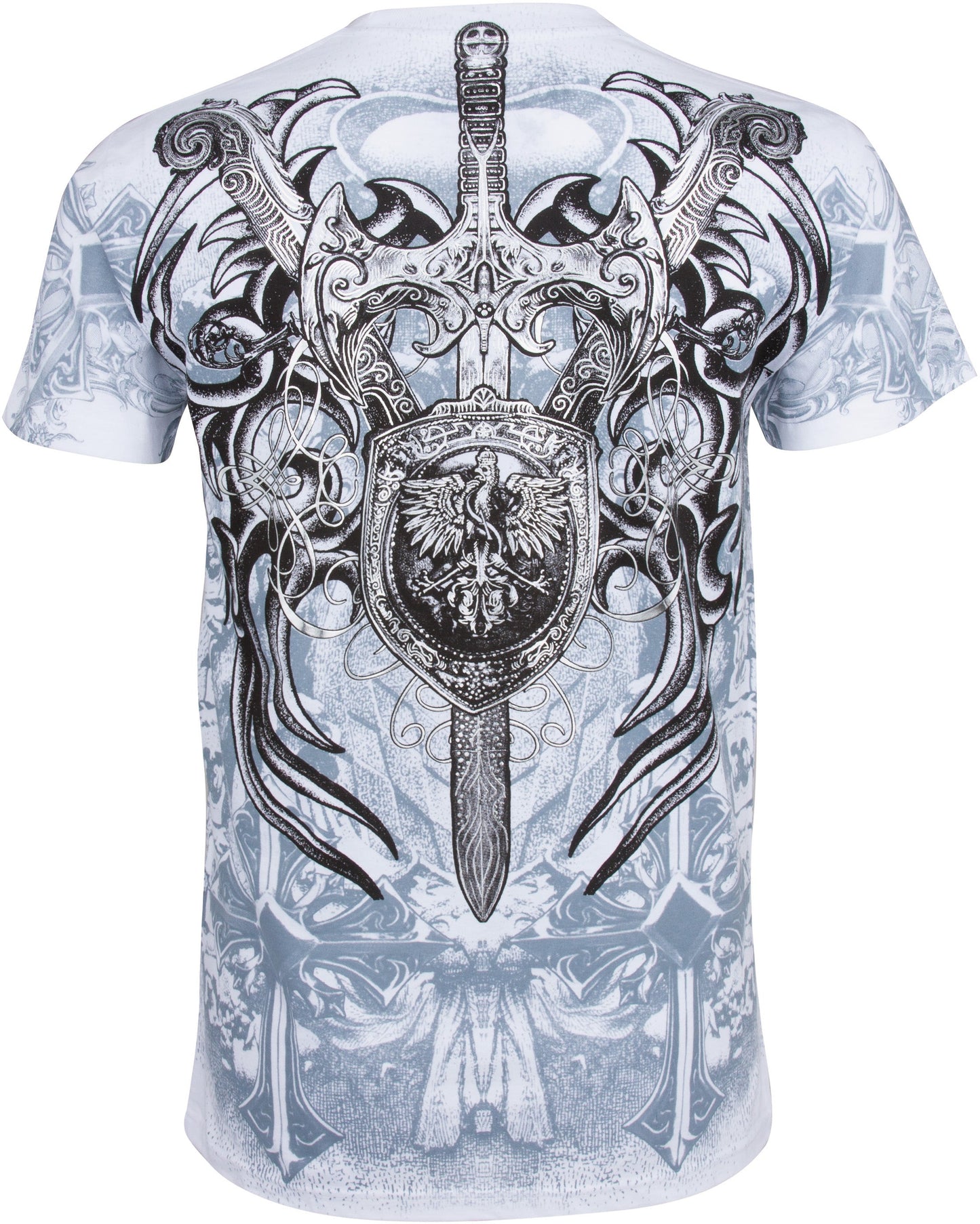 Sakkas Cross, Sword and Shield Cotton Mens T-Shirt