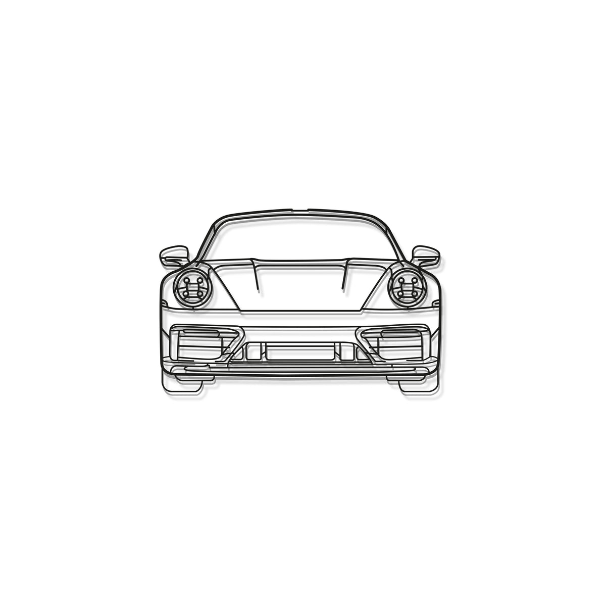 911 Model 992 Front View Metal Car Wall Art - MT0865