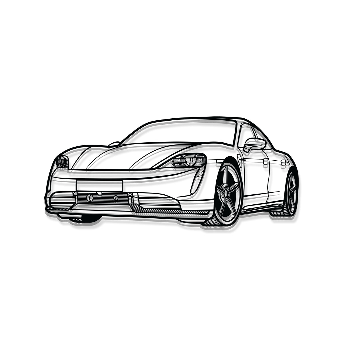 Taycan Perspective Metal Car Wall Art - MT1133