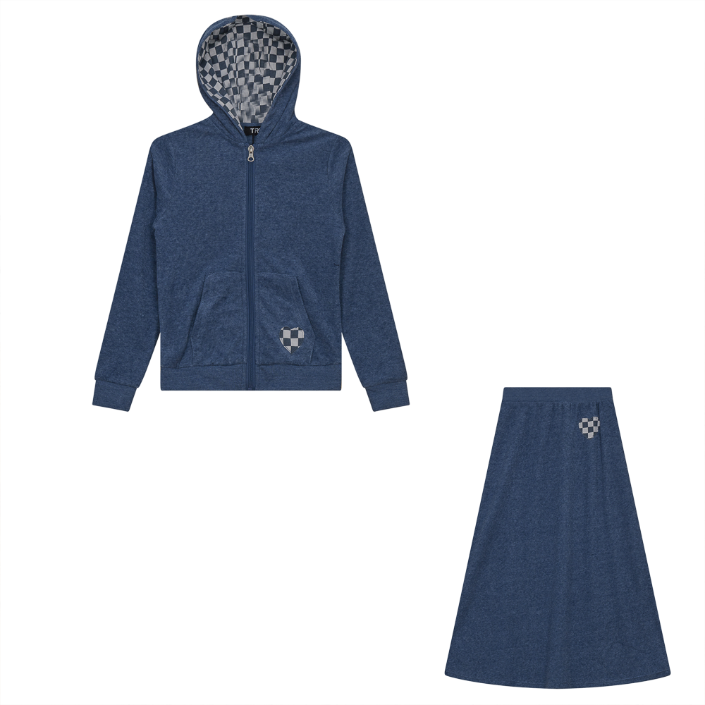 Checkered Heart Applique Terry 2PC Set