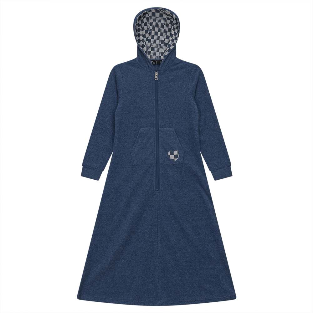 Checkered Heart Applique Terry Robe