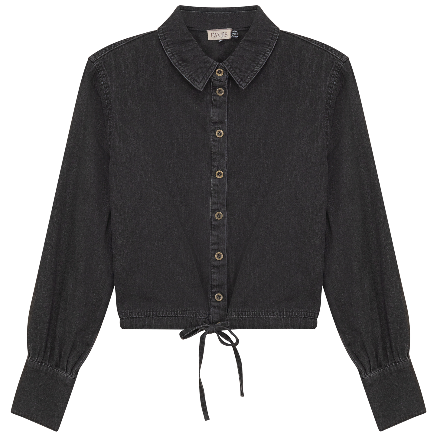 Denim Henley Bungee Top