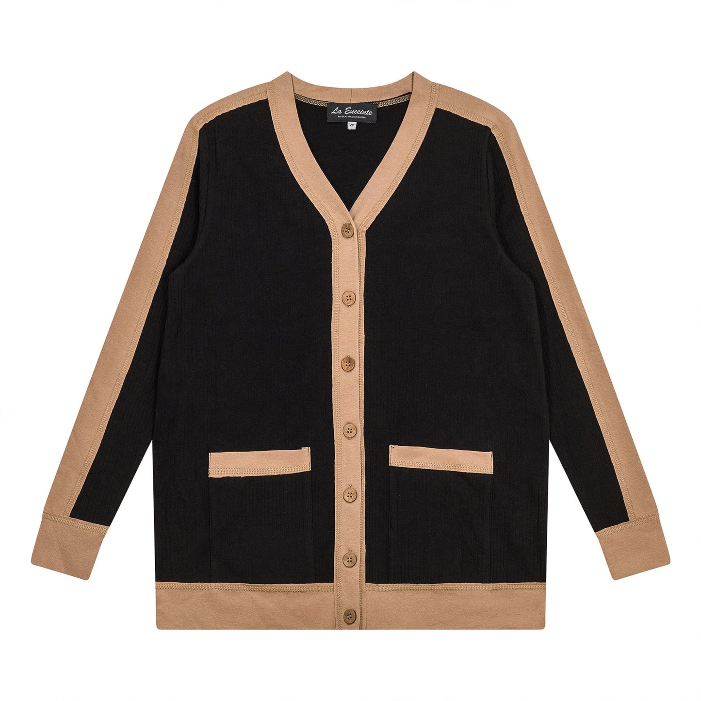 Maternity Ribbed Contrast Cardigan