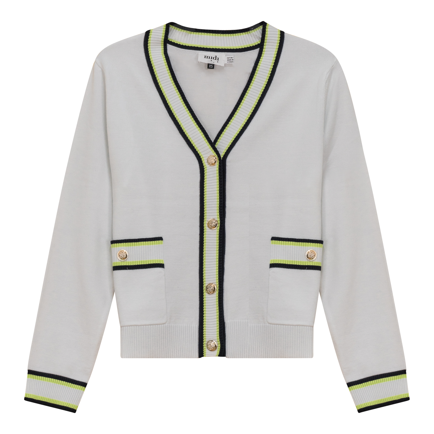 Knit Contrast Stripe Cardigan