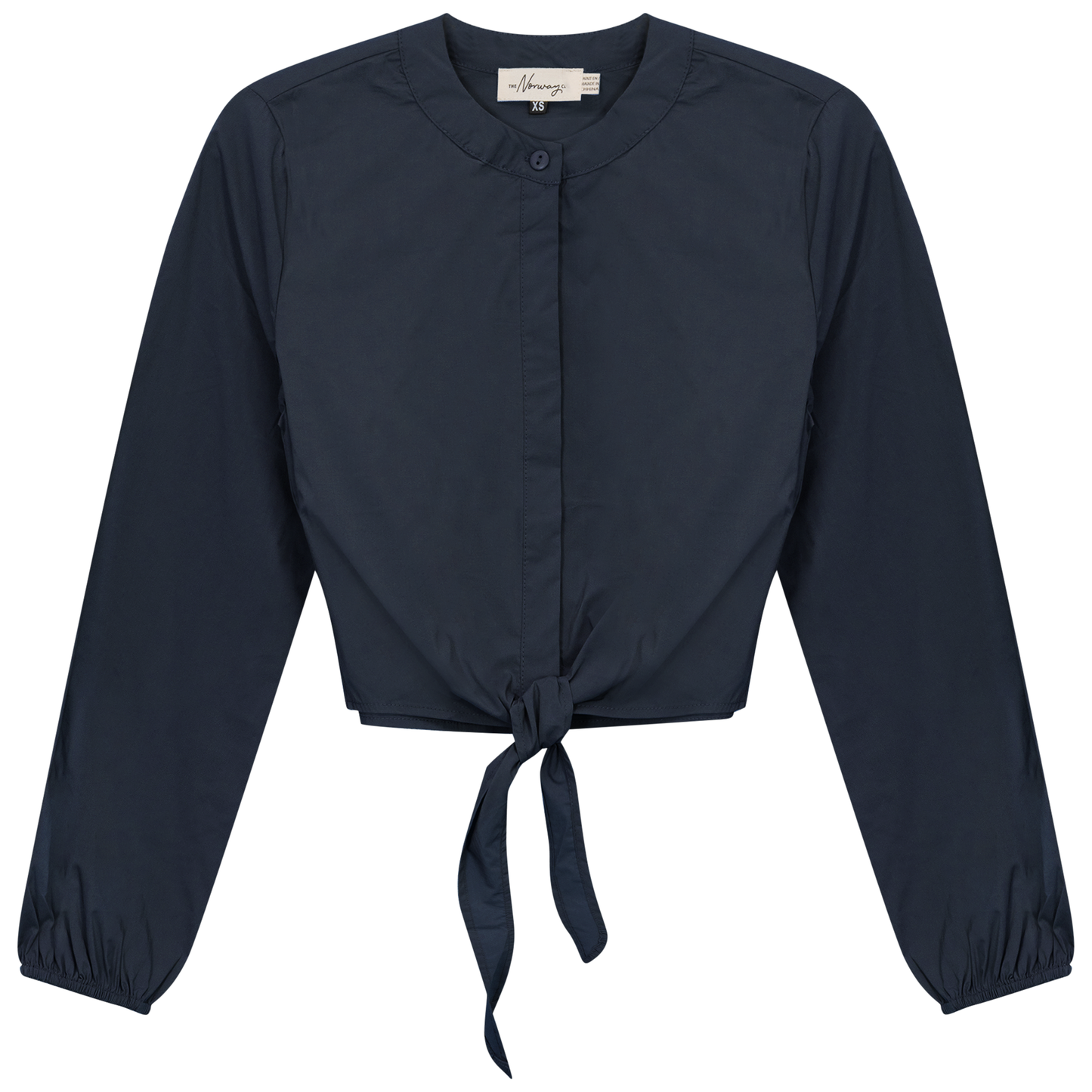 Cropped Cotton Tie Blouse