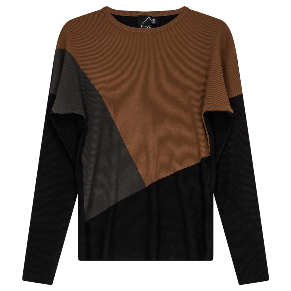 Drop Sleeve Color Blocked Knit Sweater