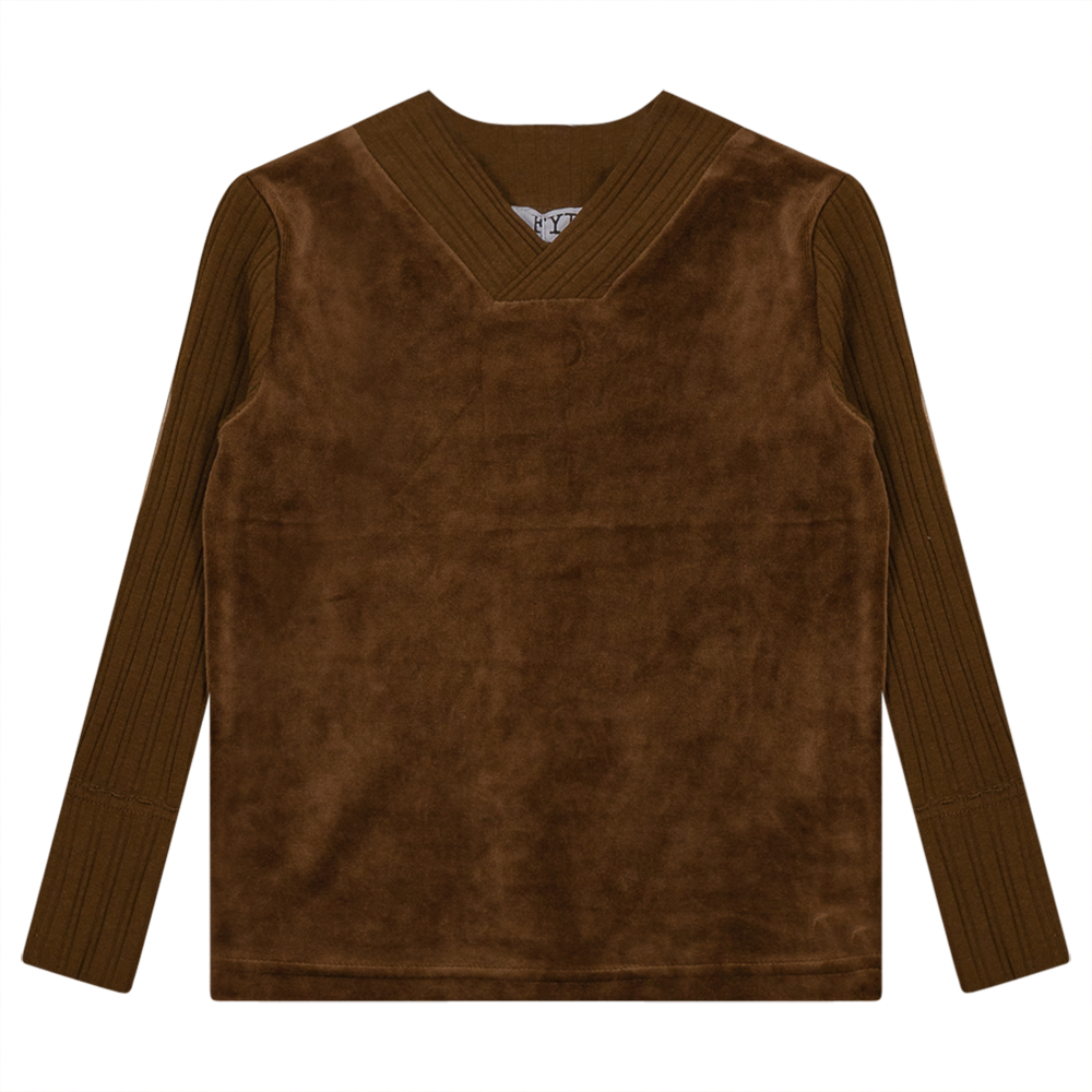 Combo Rib And Cotton Velour Top