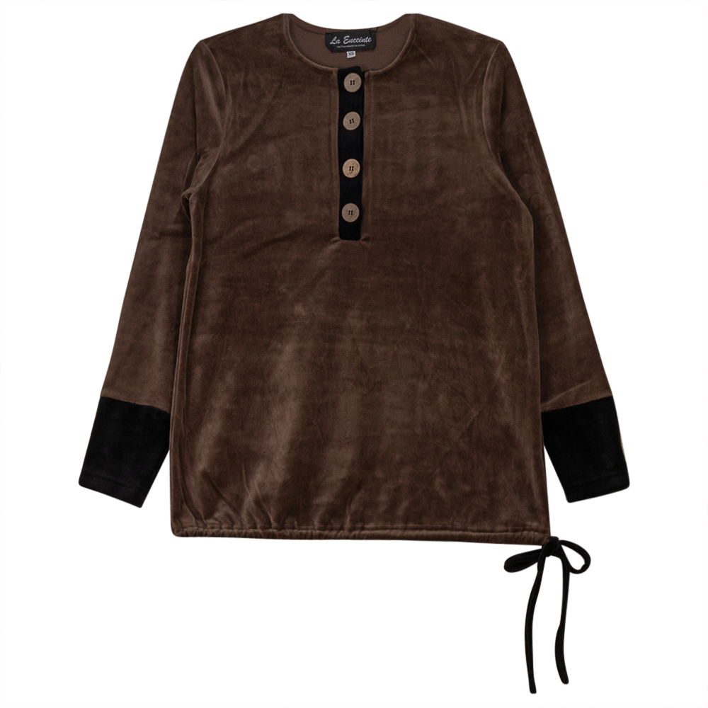 Velour Henley Contrast Maternity Top