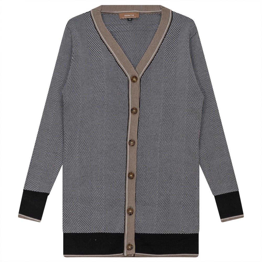 Sweater Knit Herringbone Design Cardigan