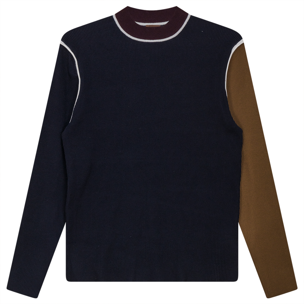 Mock Neck Color Blocked Sweater