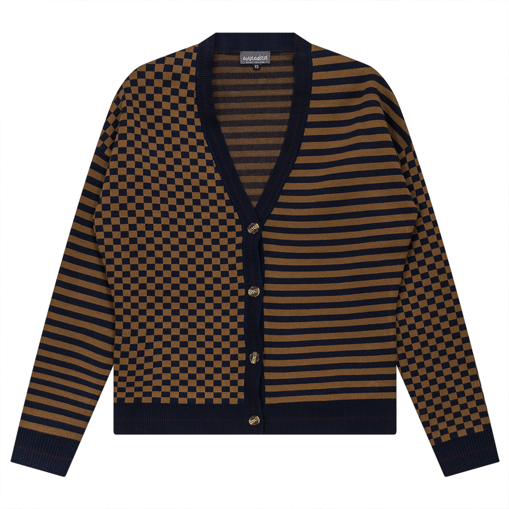 Stripped Knit Combo Cardigan