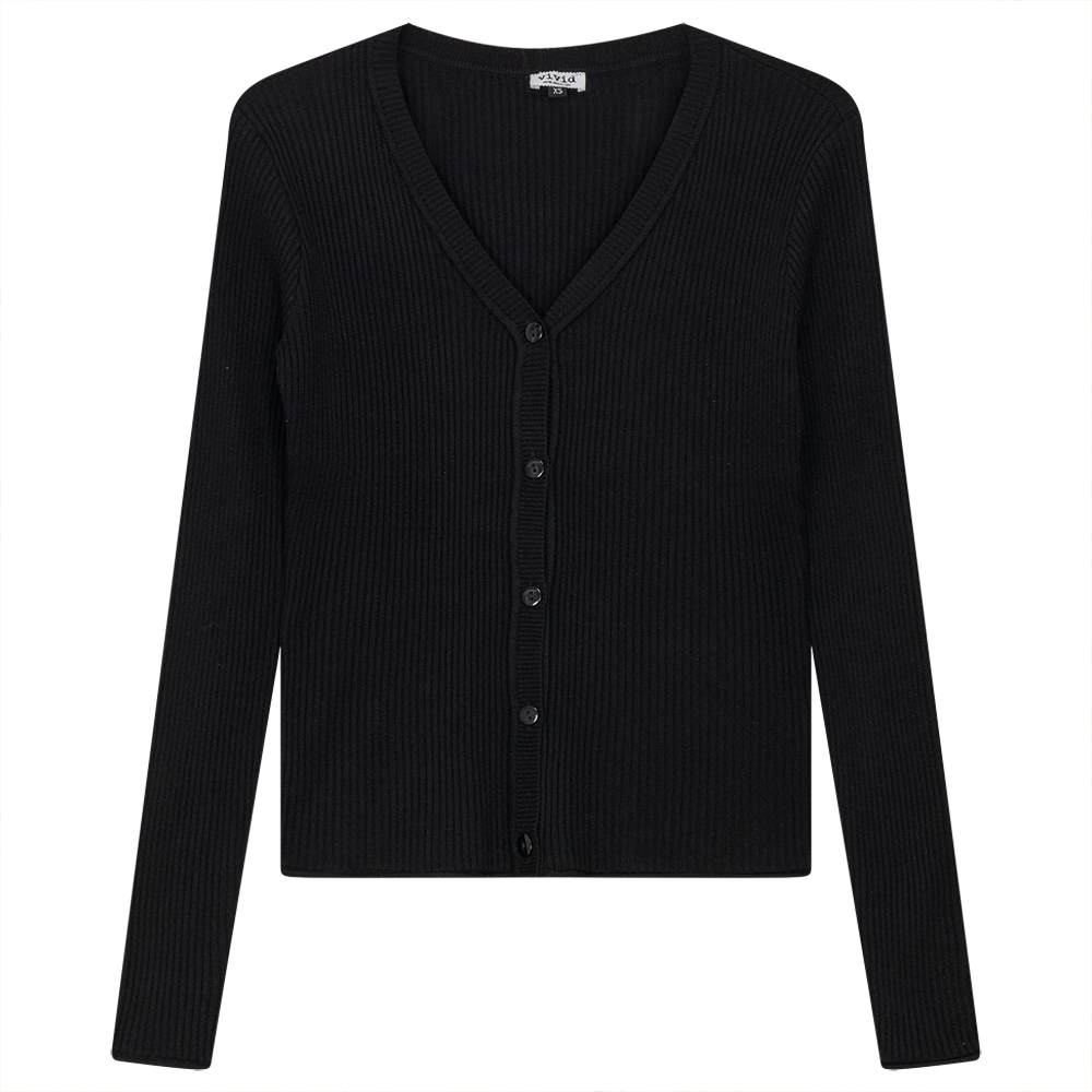 Cropped Knit Ribbed Cardigan