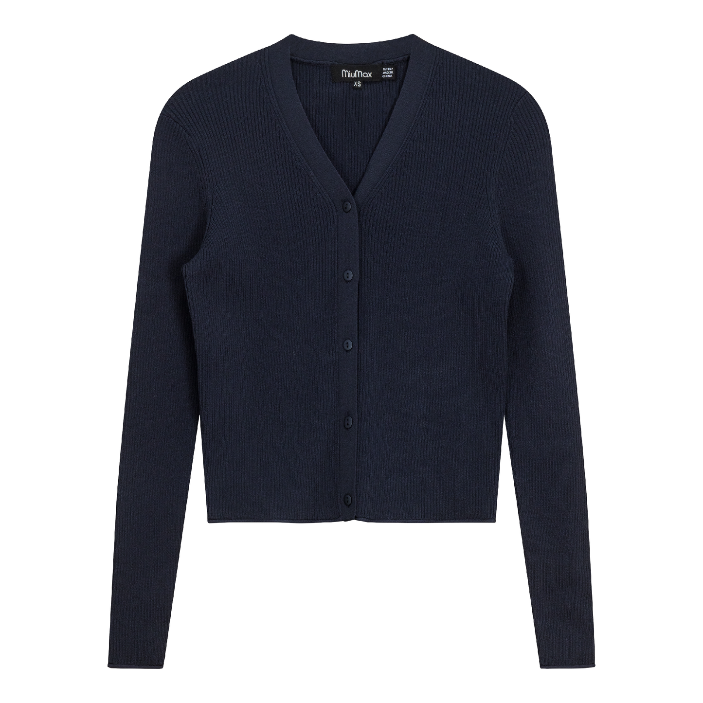 High V Cropped Ribbed Cardigan