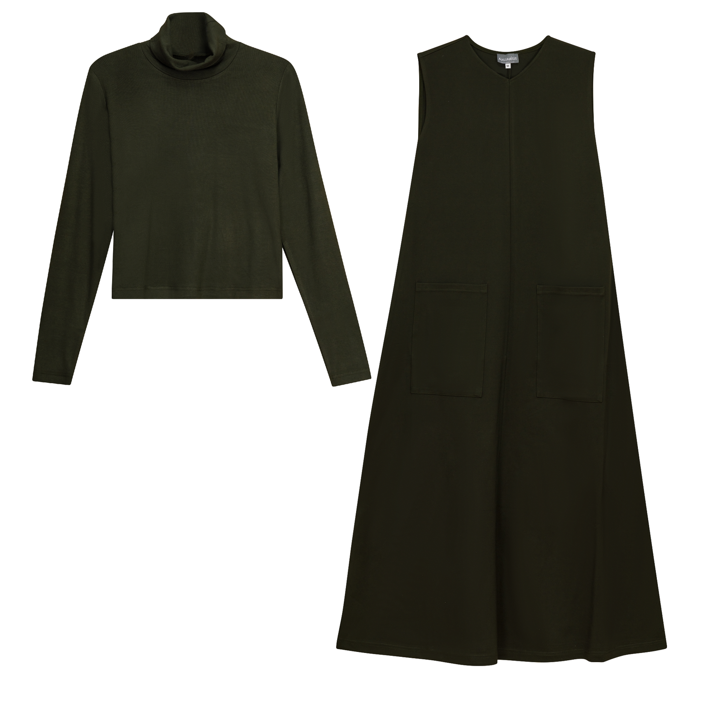 Stretch Midi Pocket Jumper With Matching Turtle Neck