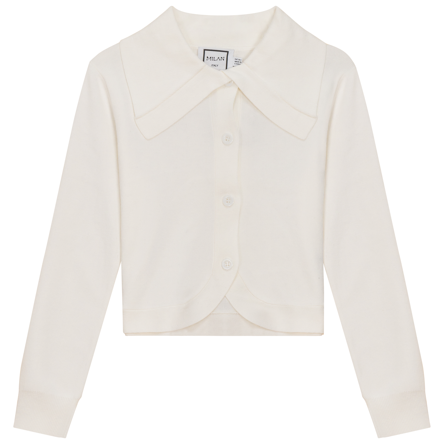 Cropped Knit Collar Cardigan