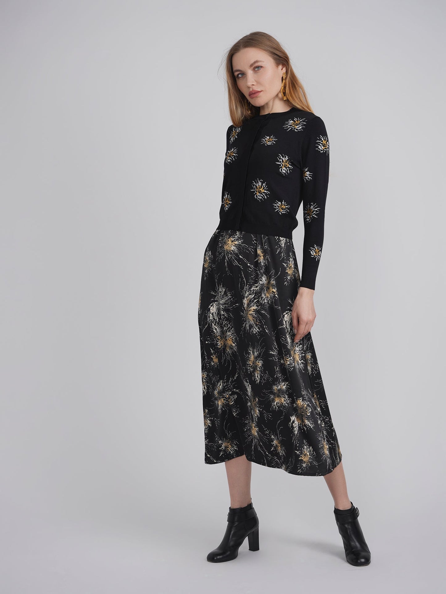Printed Metalic Chiffon Jumper