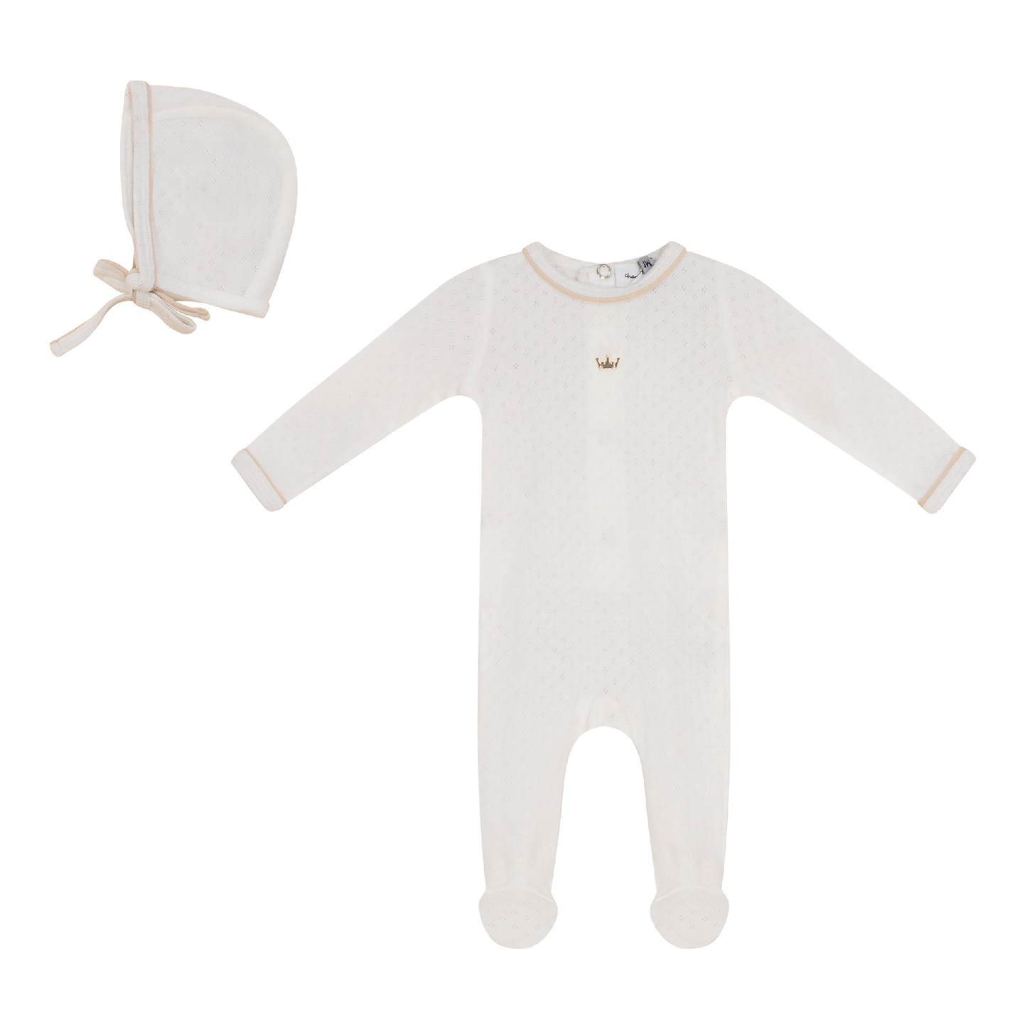 Pointelle Knit Onesie with Bonnet