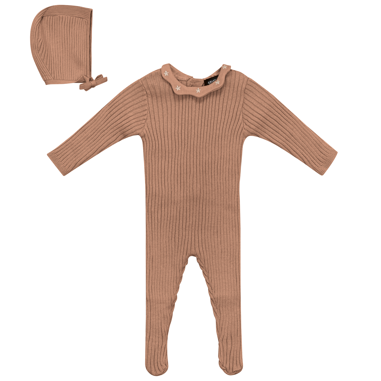 Ruffle Collar Knitted Onesie and Hat