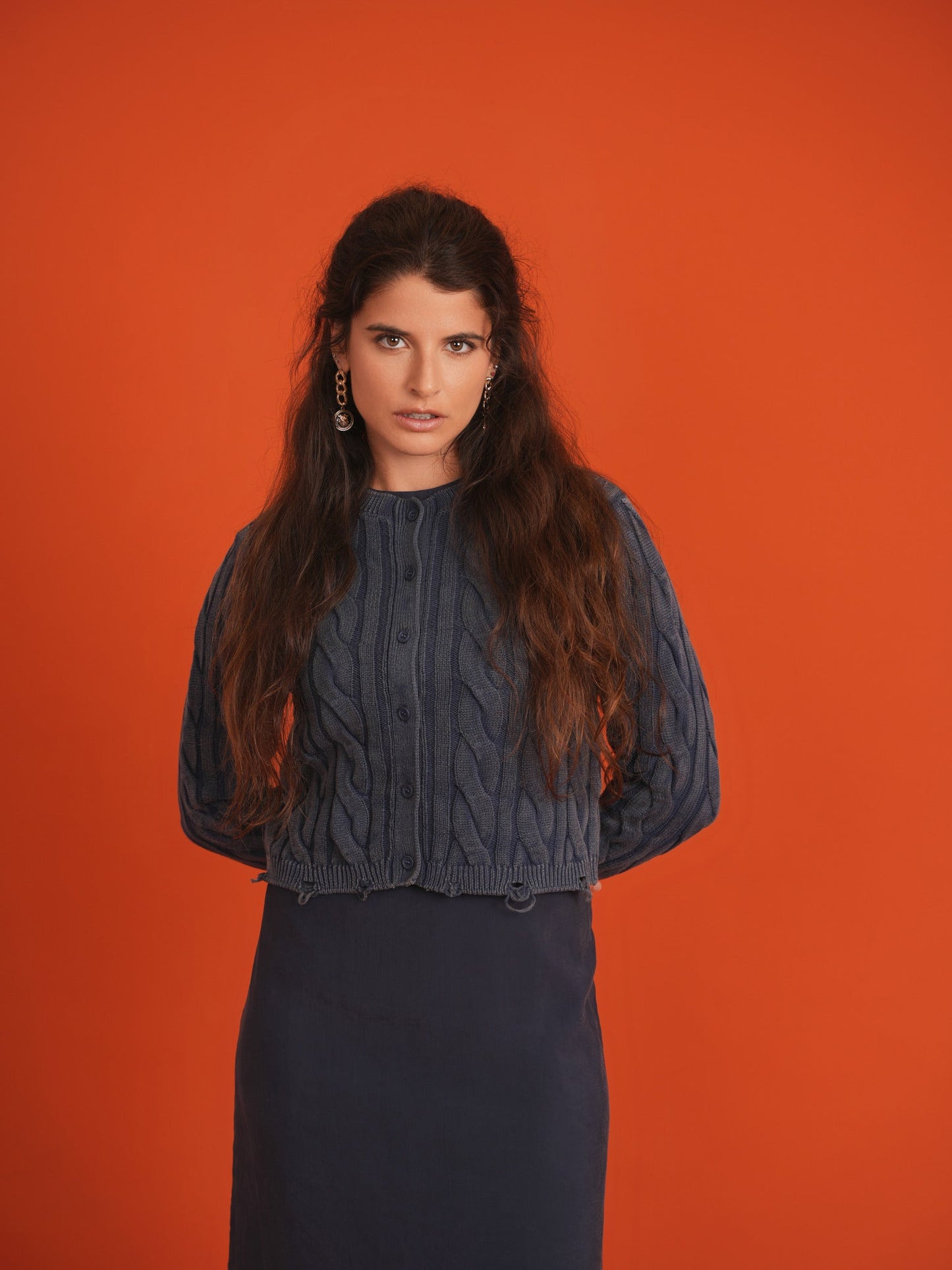 V-Neck Suede Jumper