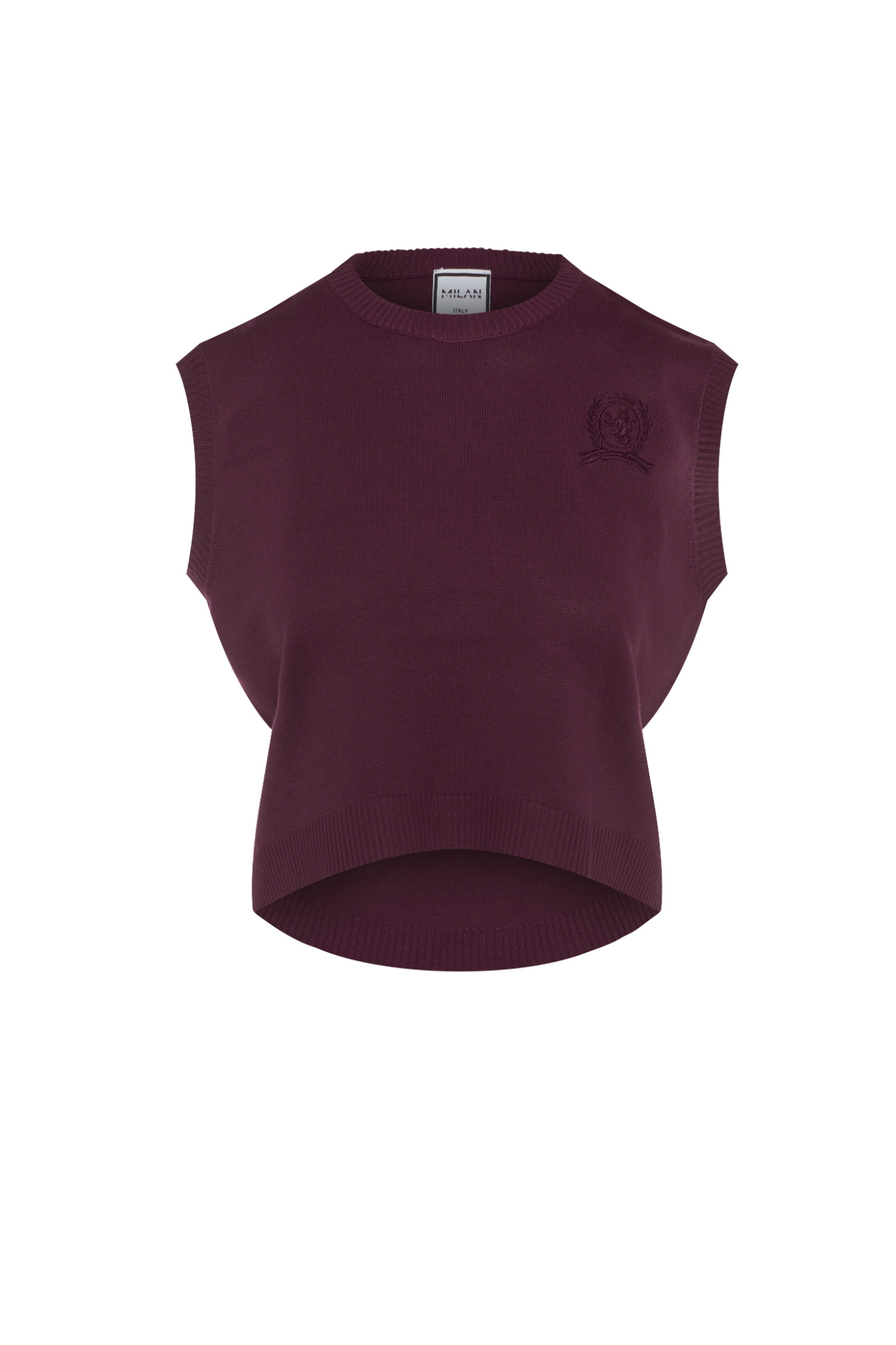 Embrodery Knit High Low Vest