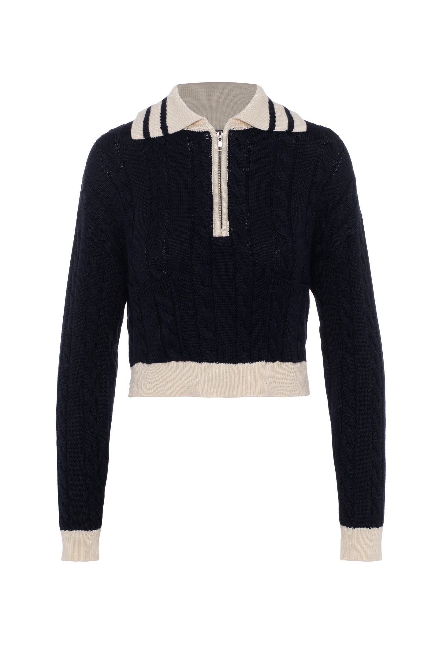 Cable Dolman Henley Sweater