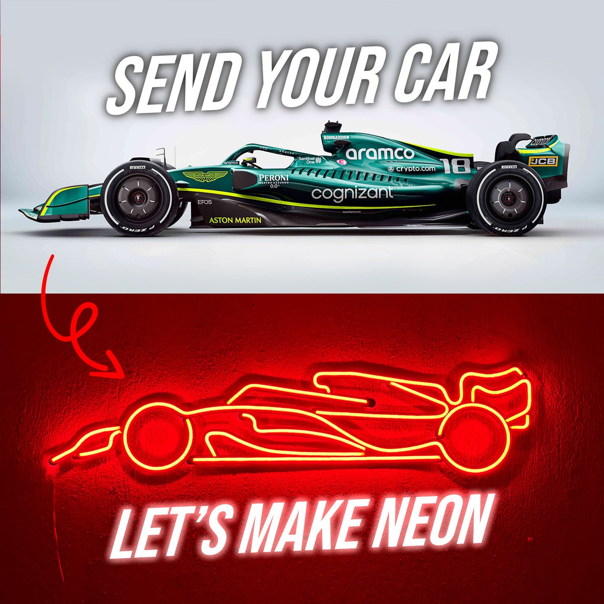 Your Personalized Metal Neon Car Wall Art - (Side view)