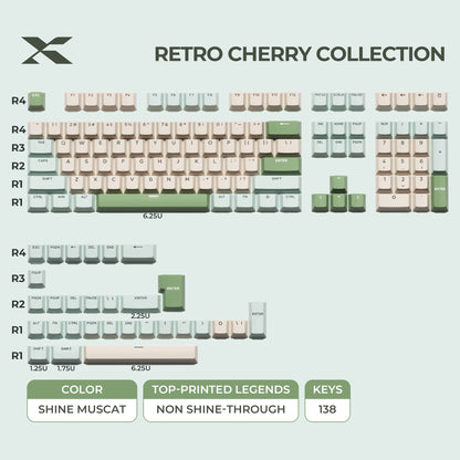 XVX Retro Cherry Series Color Matching Double-Shot PBT Keycap Set
