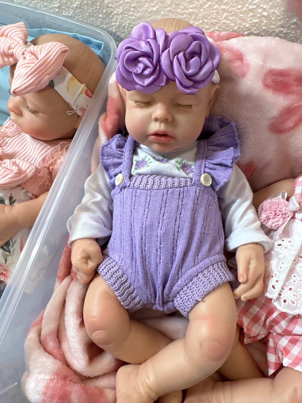 Lizzy 16in reborn baby Full Silicone Preemie Painted Hair open mouth approx 4lbs