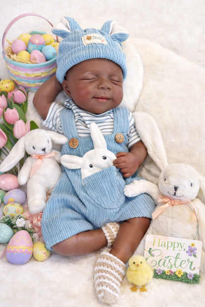 Daniel 19-20in reborn baby dark skin Tone Full Silicone newborn  Boy approx 7.3 lbs open mouth 10 days tat