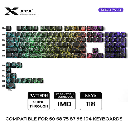 XVX IMD Spider Web Shine-Through OEM Profile 118-Key Keycap Set