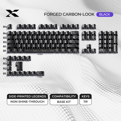 XVX Forged Carbon-Look Cherry Profile Side-Printed PC Keycap Set