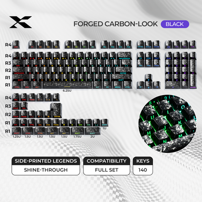 XVX Forged Carbon-Look Cherry Profile Side-Printed PC Keycap Set