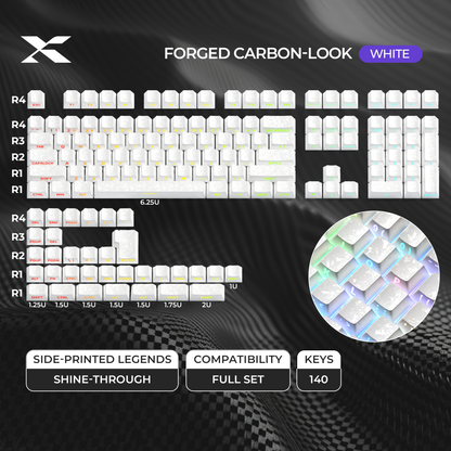XVX Forged Carbon-Look Cherry Profile Side-Printed PC Keycap Set