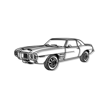 1969 Firebird Trans AM Perspective Metal Car Wall Art - MT1184