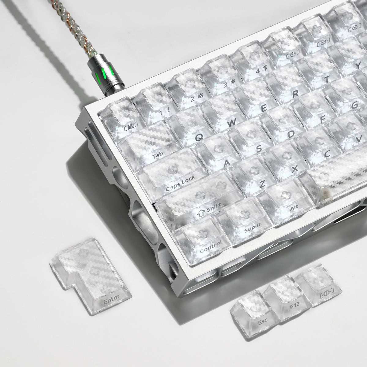 XVX Carbon Fiber Textured Cherry Profile PC Keycap Set