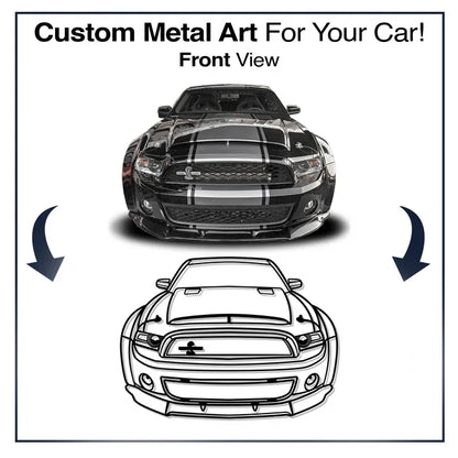 Your Personalized Car Metal Wall Art (Front view, rear and perspective view)
