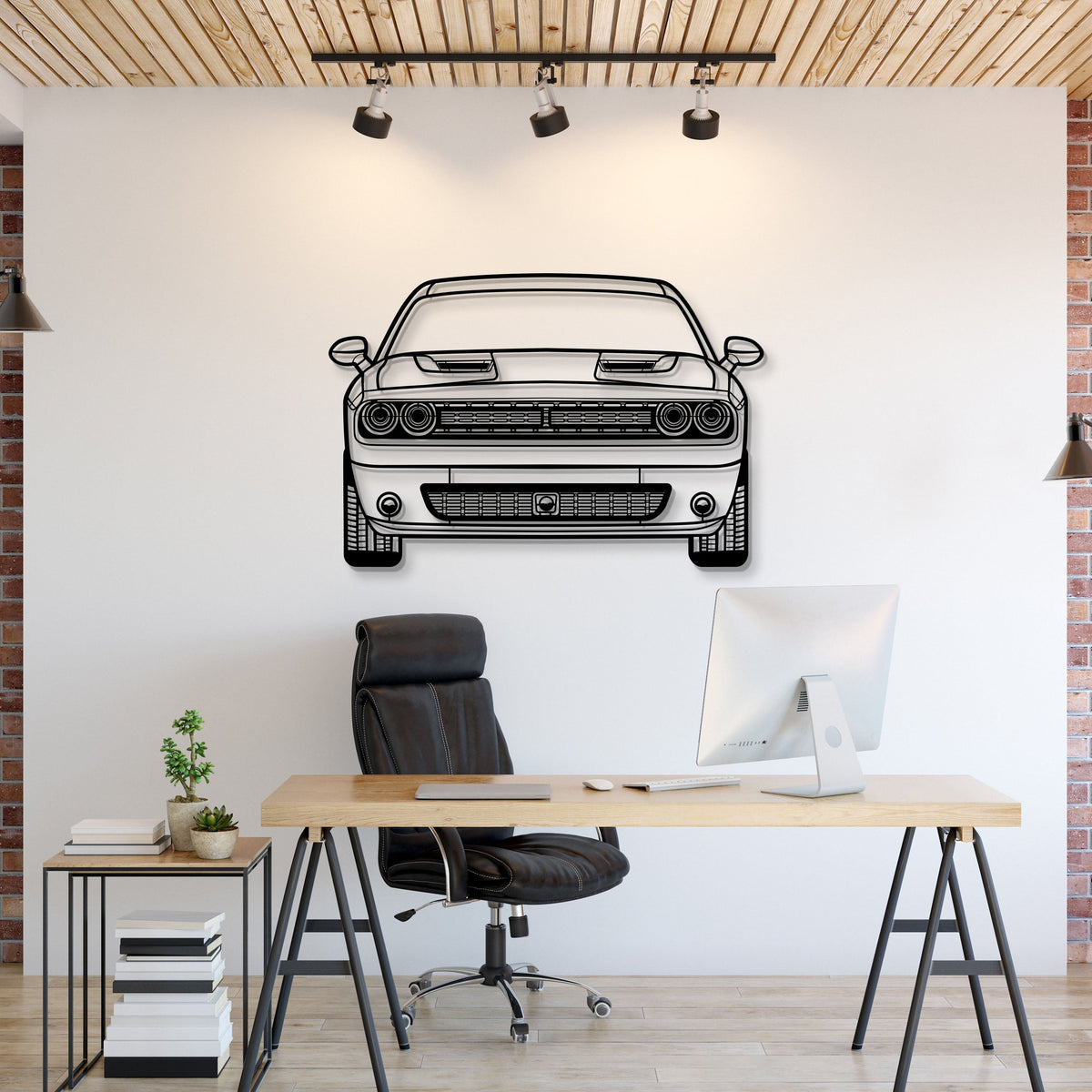 2021 Challenger Front View Metal Car Wall Art - MT1342