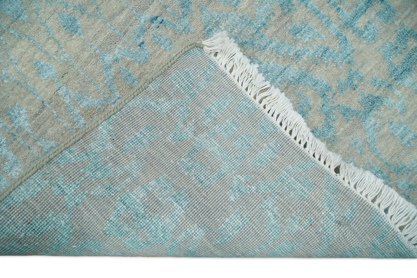 3x8 Fine Hand Knotted Camel and Blue Traditional Persian Style Antique Wool and Silk Rug