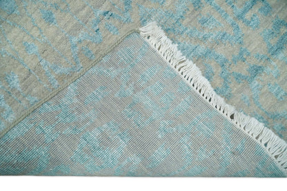 3x8 Fine Hand Knotted Camel and Blue Traditional Persian Style Antique Wool and Silk Rug