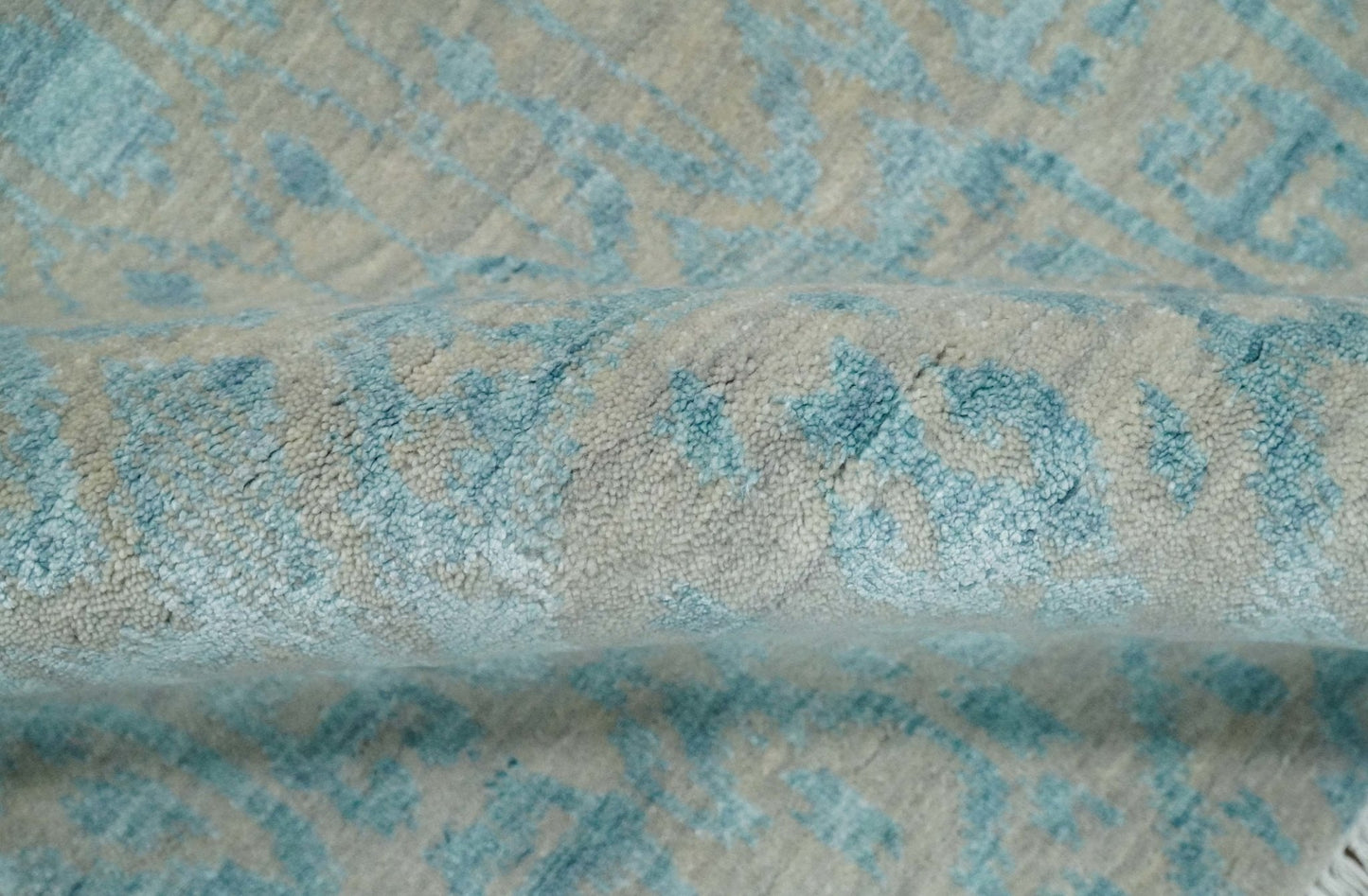 3x8 Fine Hand Knotted Camel and Blue Traditional Persian Style Antique Wool and Silk Rug