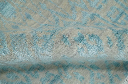 3x8 Fine Hand Knotted Camel and Blue Traditional Persian Style Antique Wool and Silk Rug