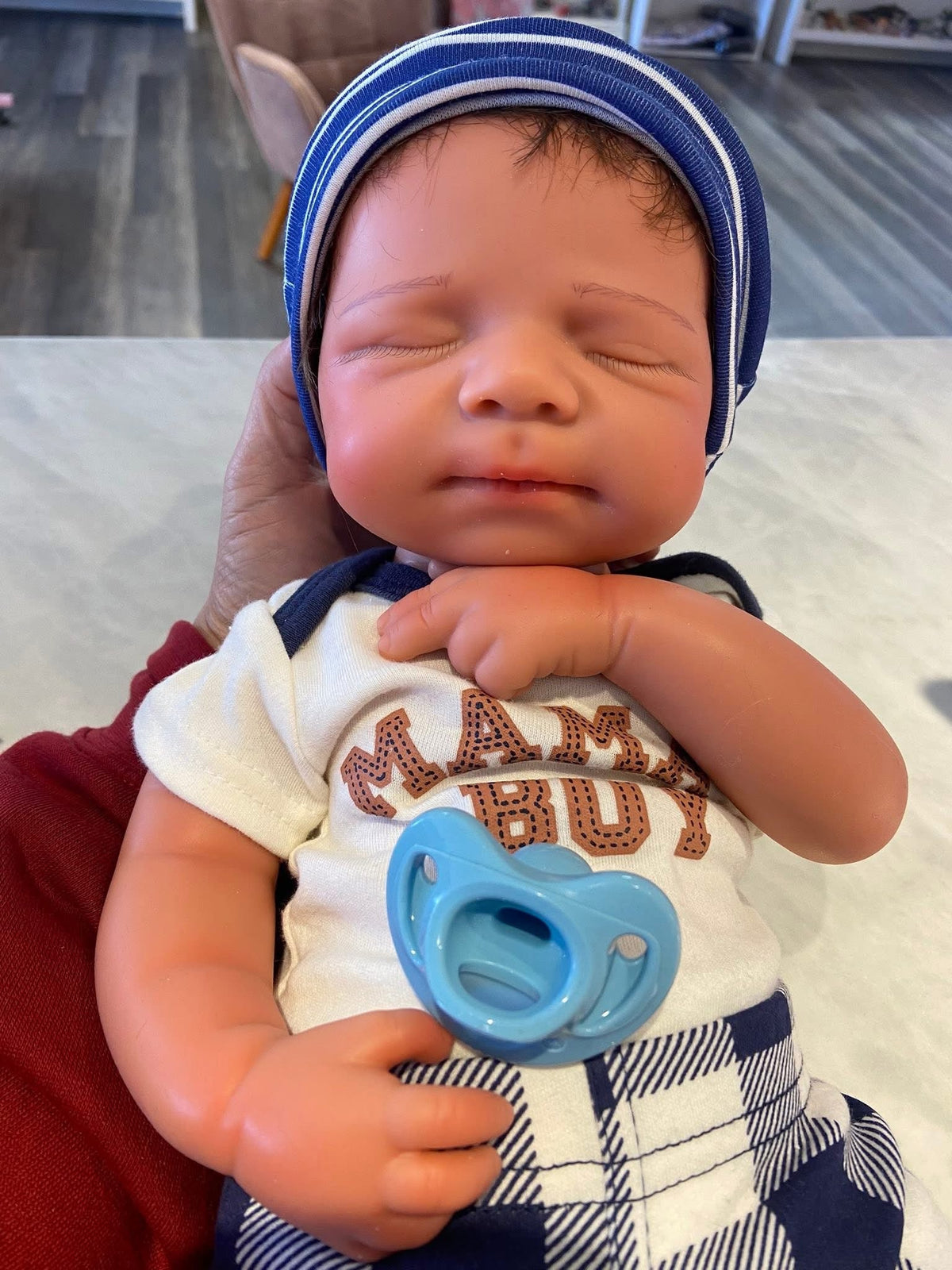 Hendrix 19” W/ short NEWBORN HAIR straight Full Silicone Boy Tan Skin Tone open mouth tat 10-15 days