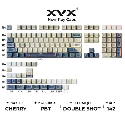 XVX PRISM Shine-Through Double-Shot Cherry Profile 142-Key PBT Keycap Set