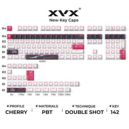 XVX PRISM Shine-Through Double-Shot Cherry Profile 142-Key PBT Keycap Set